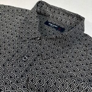 Linea Rosso Signature Shirt Mens 2XL Black Silk Rayon Geometric Pocket Button Up